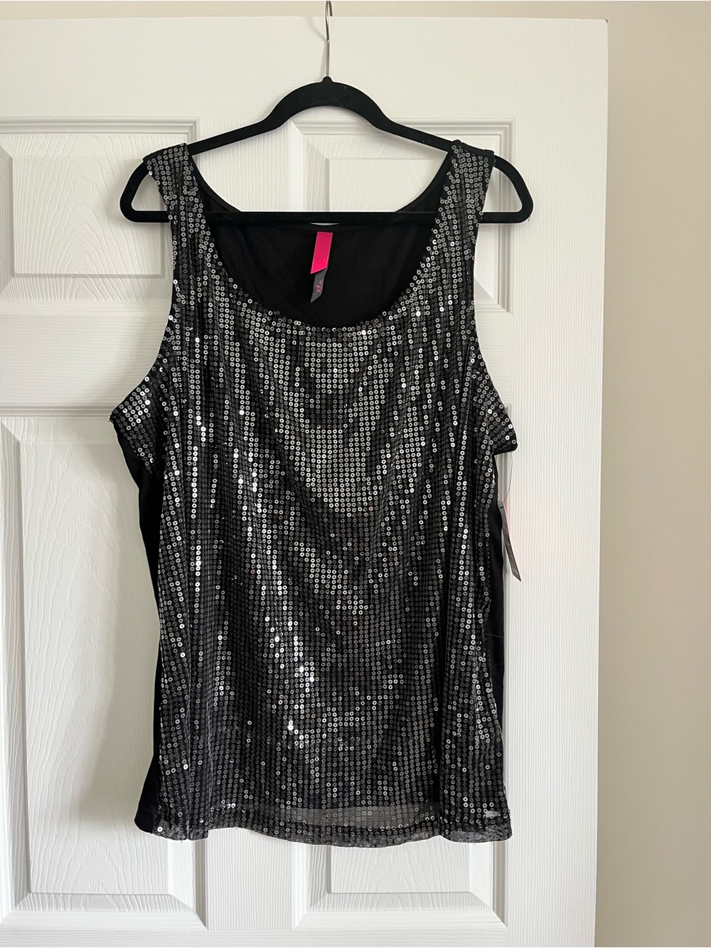 Pure Energy Black Sequin Tank Top - Shimmering Sleeveless Shell